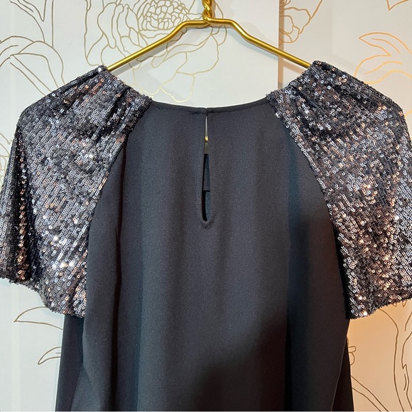 Ann Taylor black top sequin sleeves new - Picture 6 of 6
